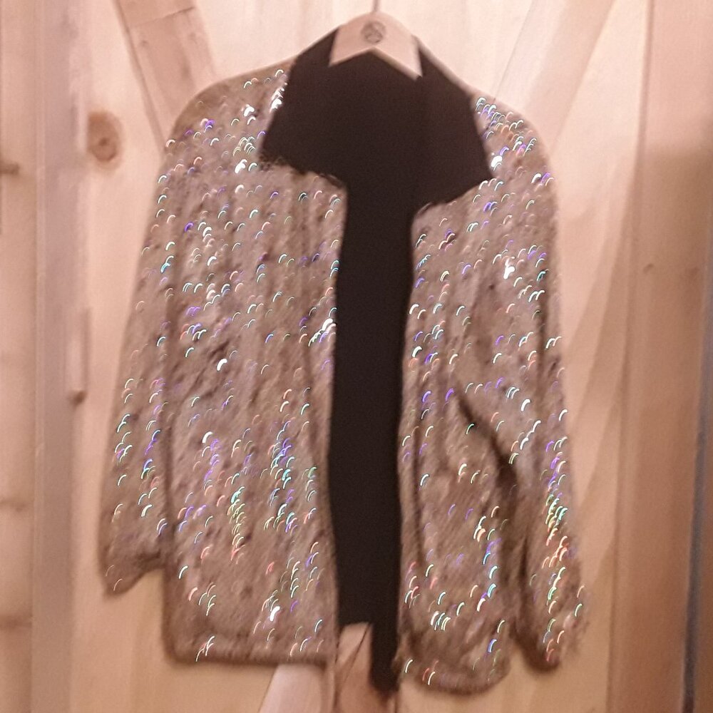 Non Shed Sequin Bomber Style Jacket  Reverseable